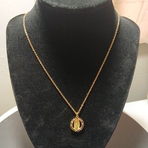 18k Gold Plated Cubic Zirconia Virgin Mary Necklace